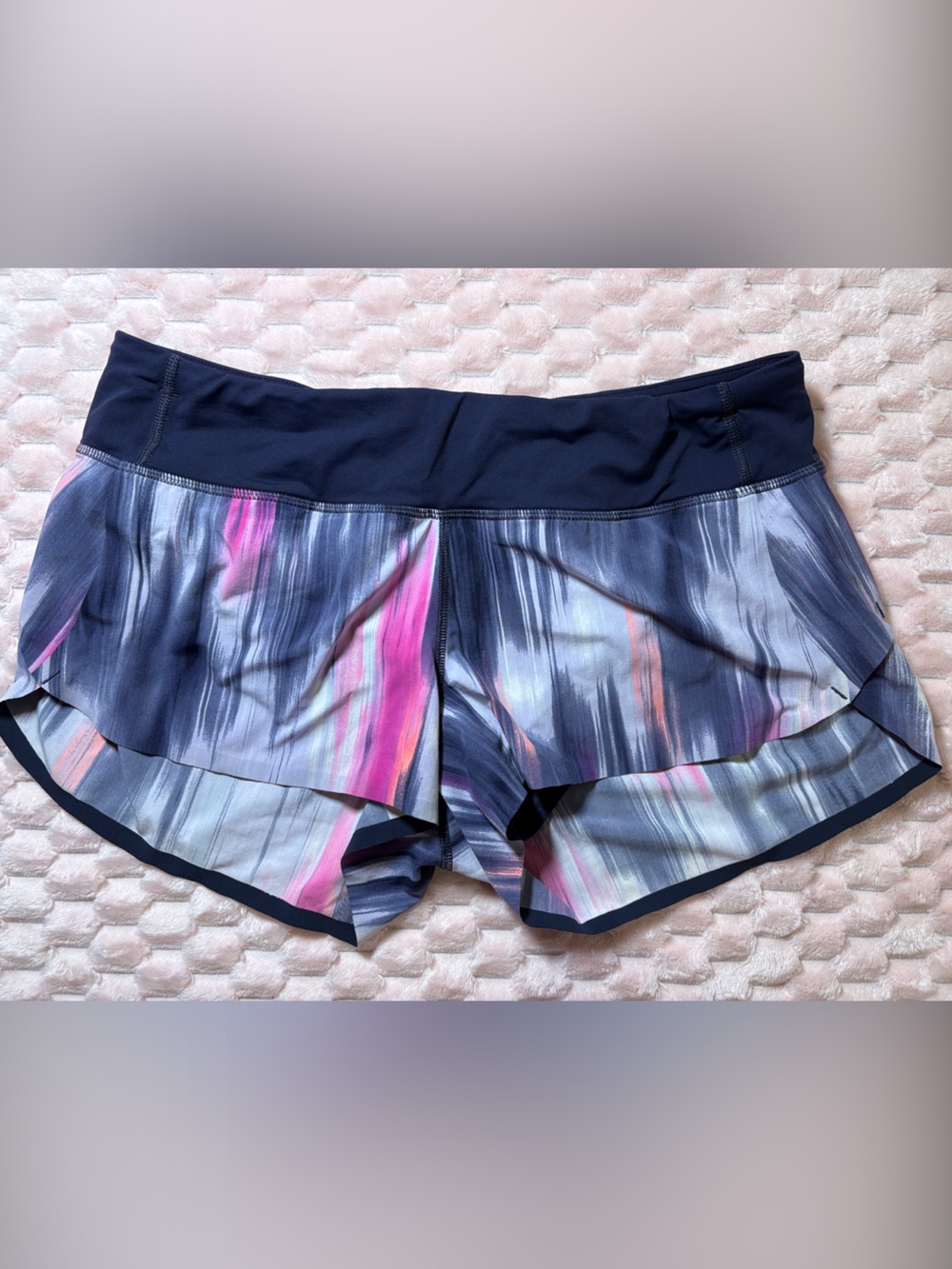 Lululemon Running Shorts with Navy & Pink Watercolor Print